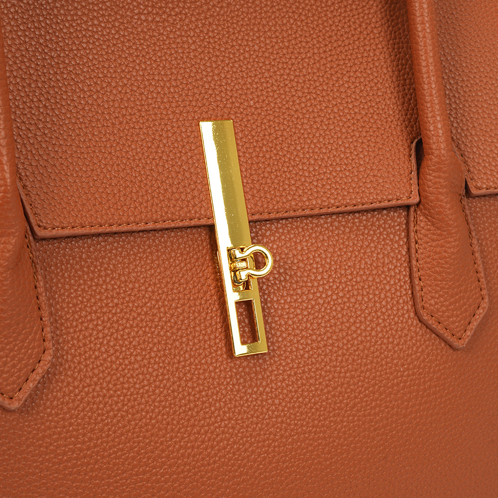(COCOTAYA)Retro elegant preppy style large capacity flap handbag