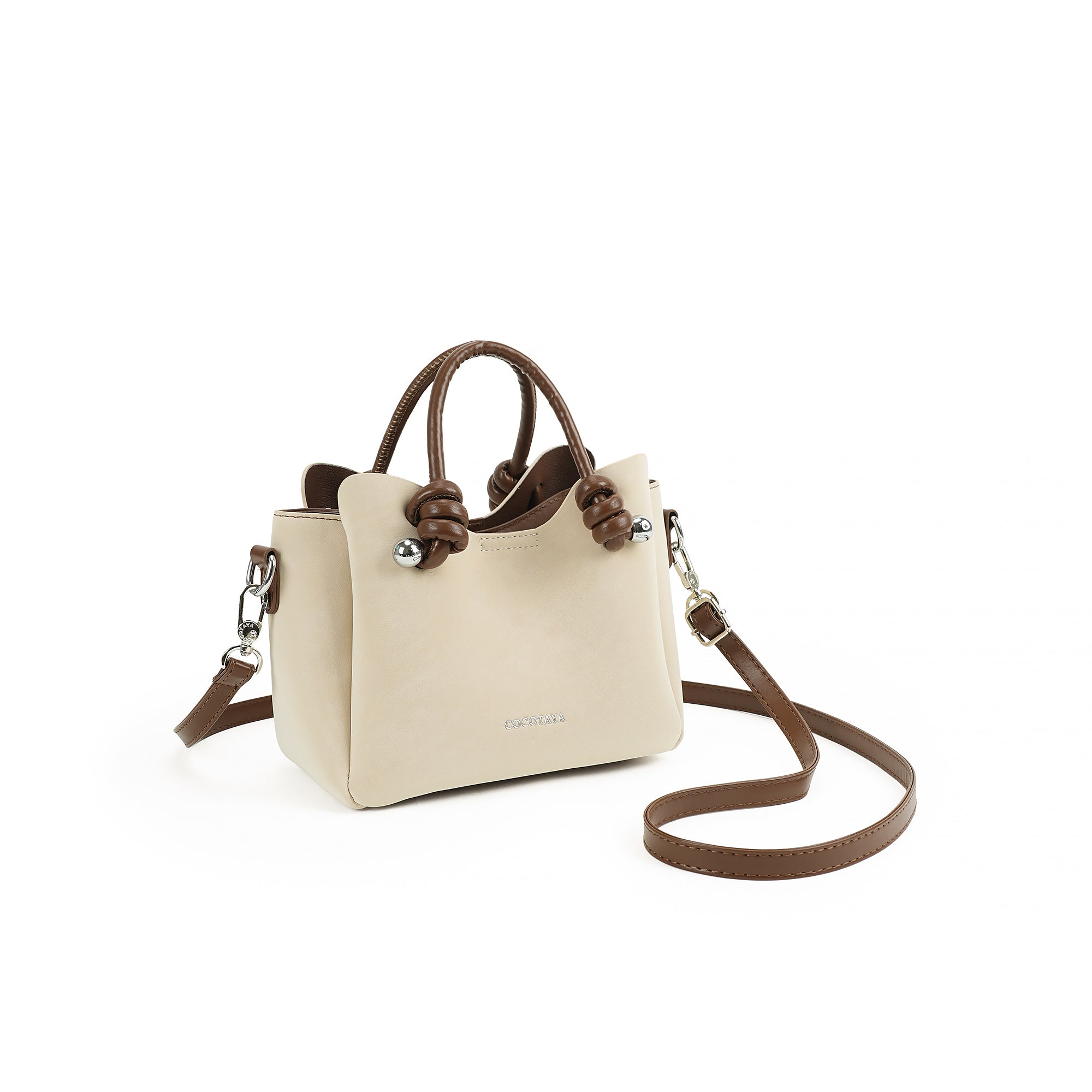 (cocotaya) Elegant Soft Leather Mini Tote Handbag Detachable Adjustable Crossbody Strap Women Daily