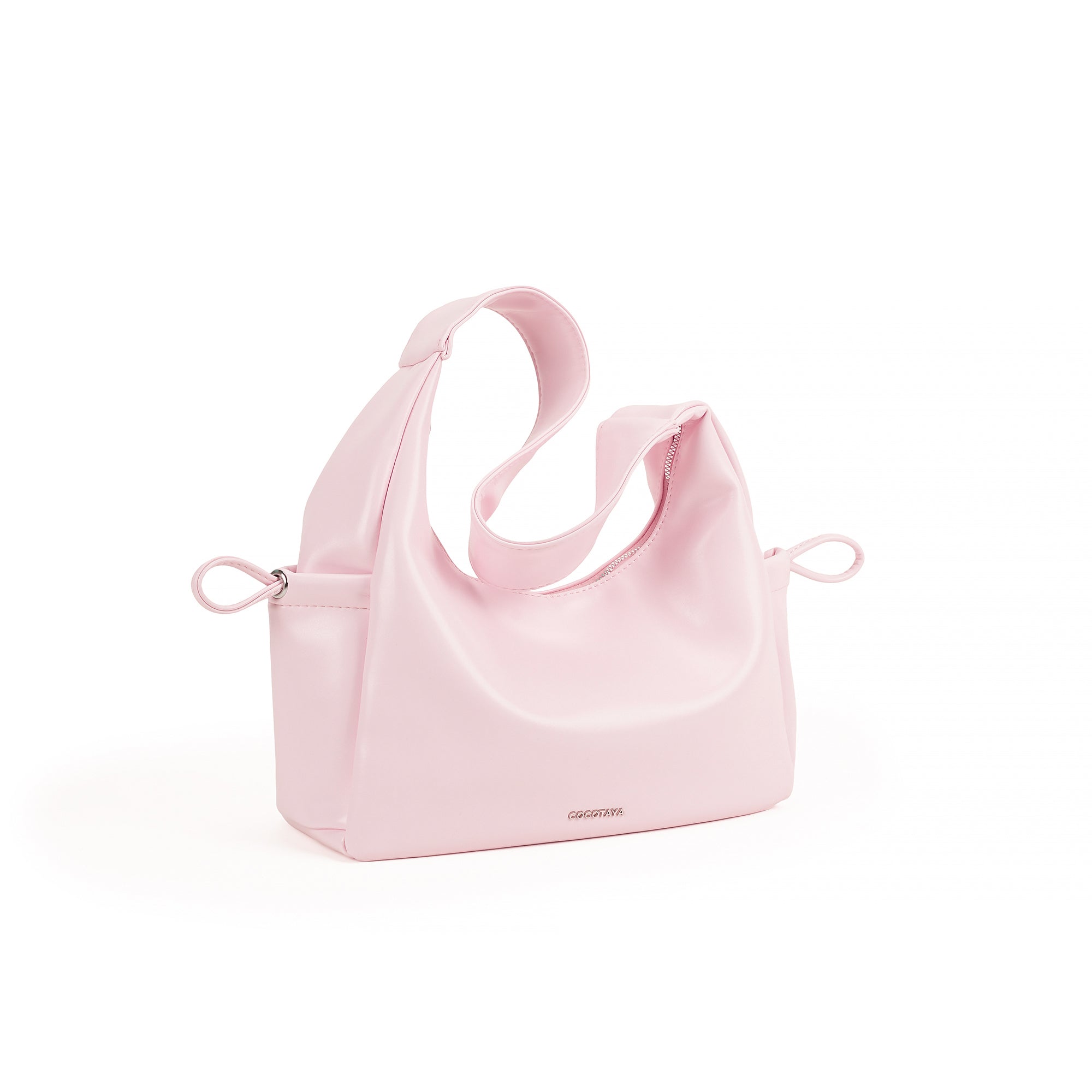 (cocotaya)All-Match Curved Hobo Handbag, Single Strap Side Drawstring Loop Leather Shoulder Bag