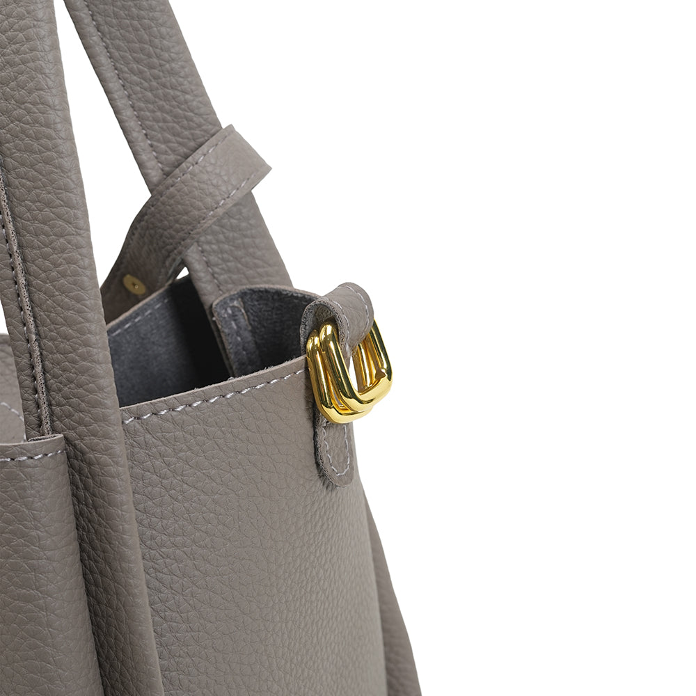 Fashion PU leather handbag large capacity solid color crossbody bucket bag