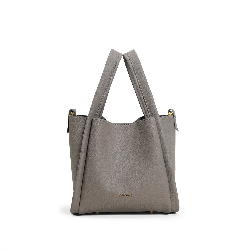 Fashion PU leather handbag large capacity solid color crossbody bucket bag