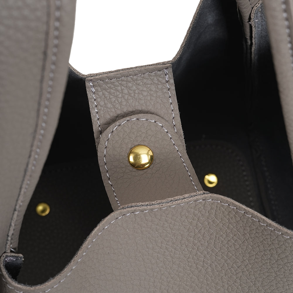 Fashion PU leather handbag large capacity solid color crossbody bucket bag