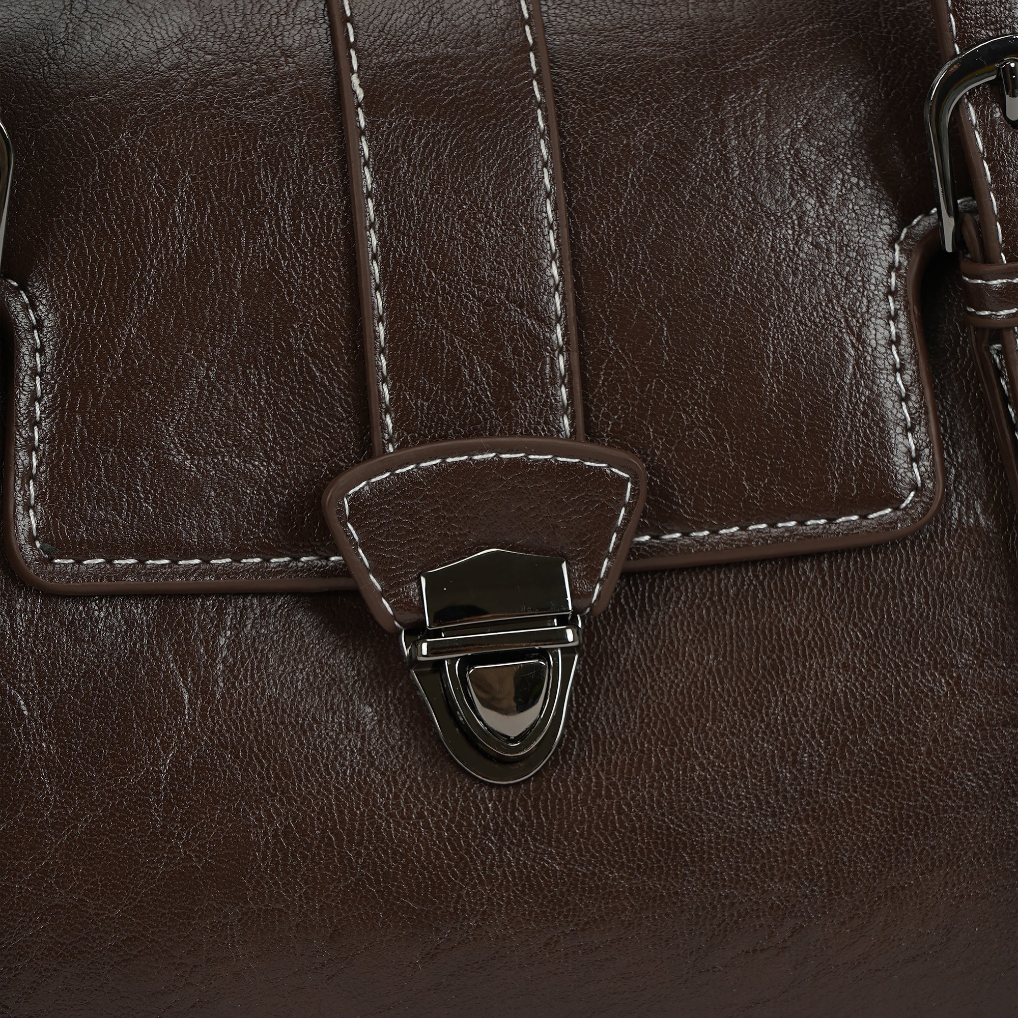 (cocotaya)Celine Bag Retro Buckle Commuter PU Leather Tote Shoulder Bag