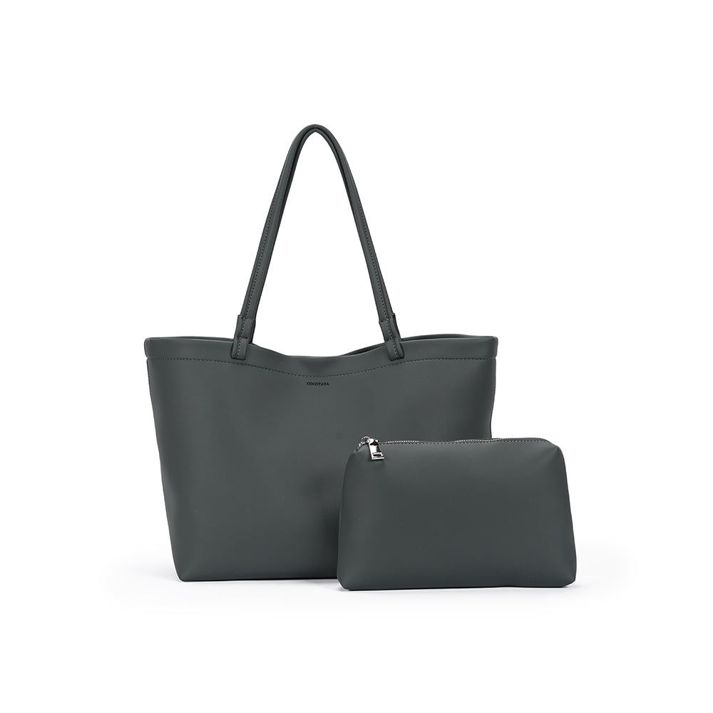 (COCOTAYA)Simple soft leather shoulder bag Fashionable and versatile solid color tote bag