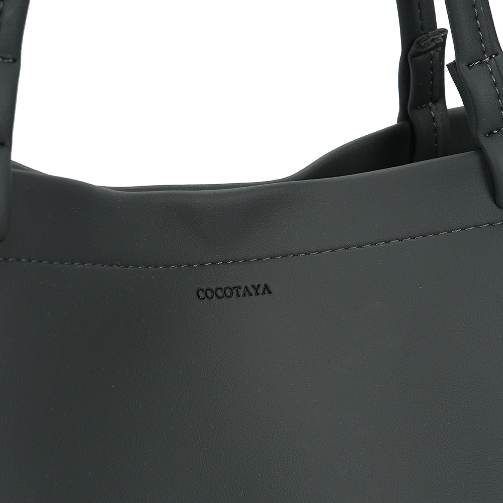 (COCOTAYA)Simple soft leather shoulder bag Fashionable and versatile solid color tote bag