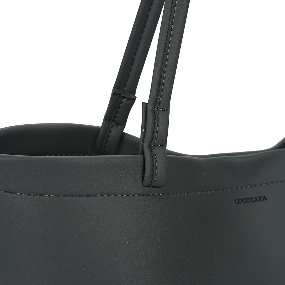 (COCOTAYA)Simple soft leather shoulder bag Fashionable and versatile solid color tote bag