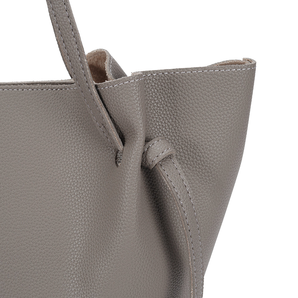 (COCOTAYA)Soft leather solid color simple shoulder bag fashionable and versatile large capacity tote bag with pendant