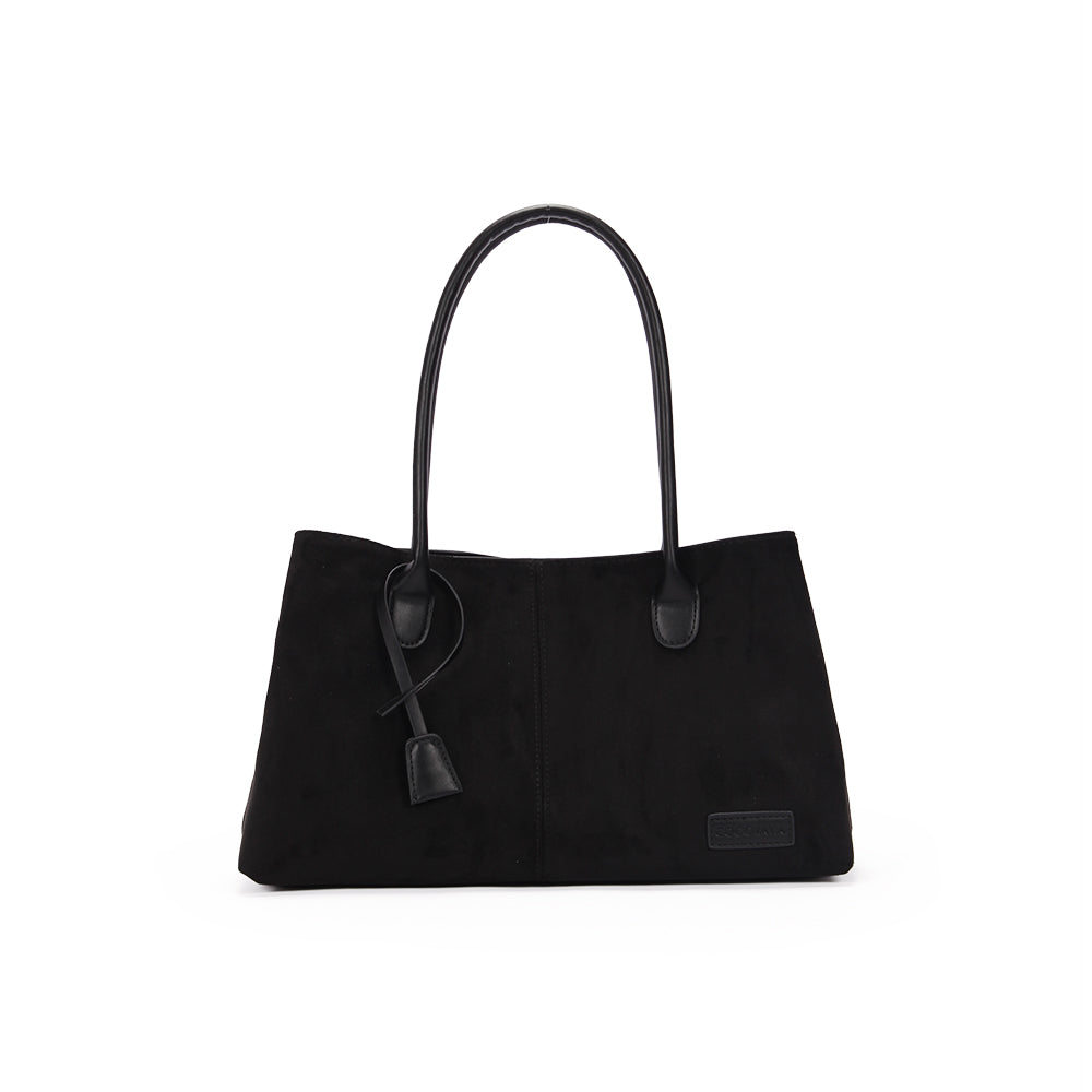 (cocotaya) Retro Matte Suede Minimalist Shoulder Work Bag For Ladies