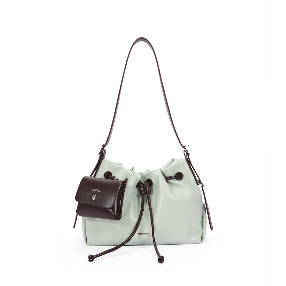(COCOTAYA) Women's Fashion PU Soft Leather Drawstring Handbag, Large Capacity Crossbody Bag