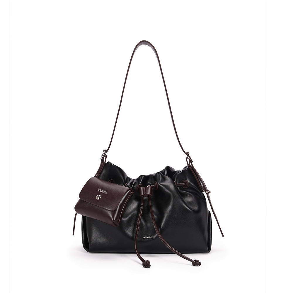 (COCOTAYA) Women's Fashion PU Soft Leather Drawstring Handbag, Large Capacity Crossbody Bag