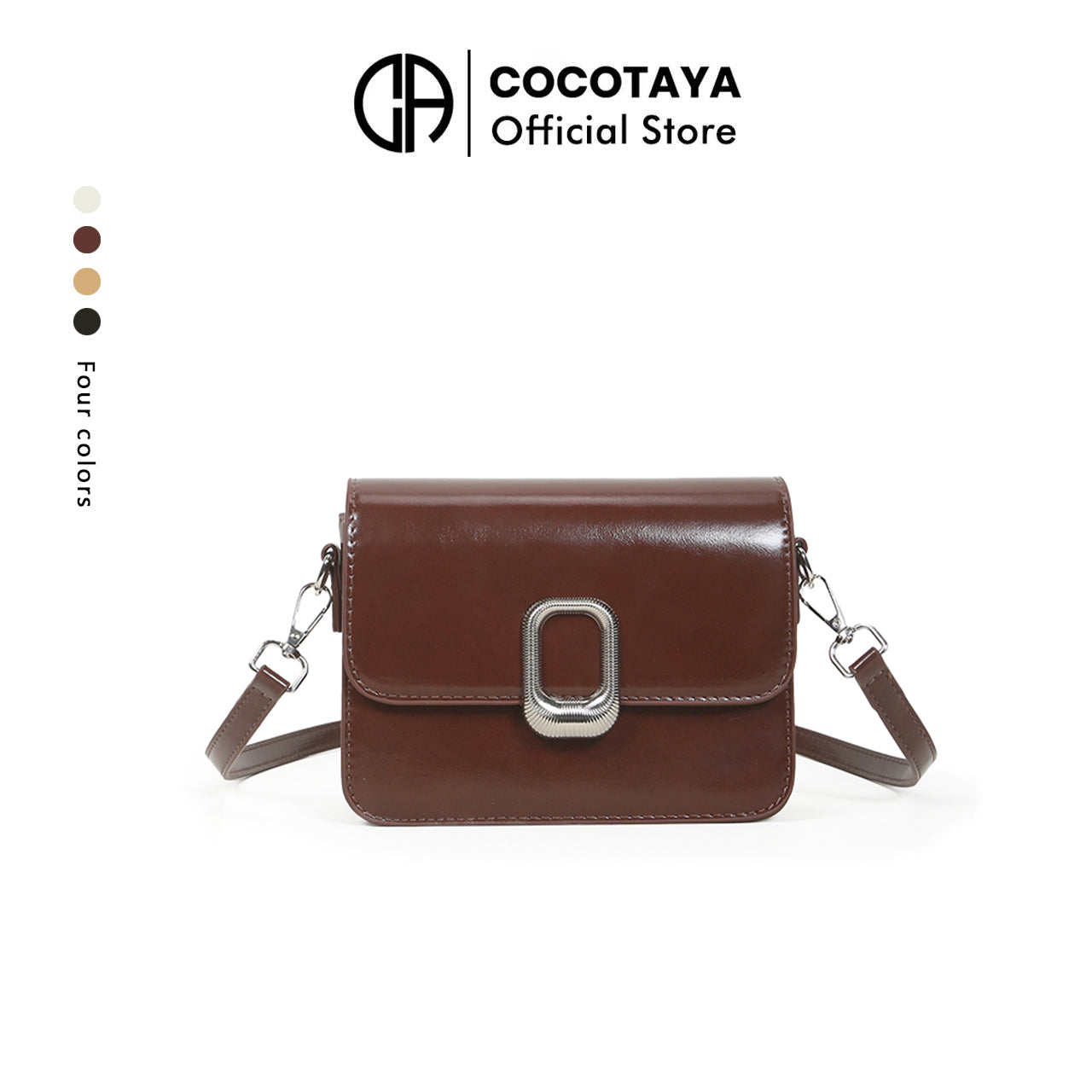 Fashionable and simple design solid color shiny shoulder bag, versatile crossbody small square bag
