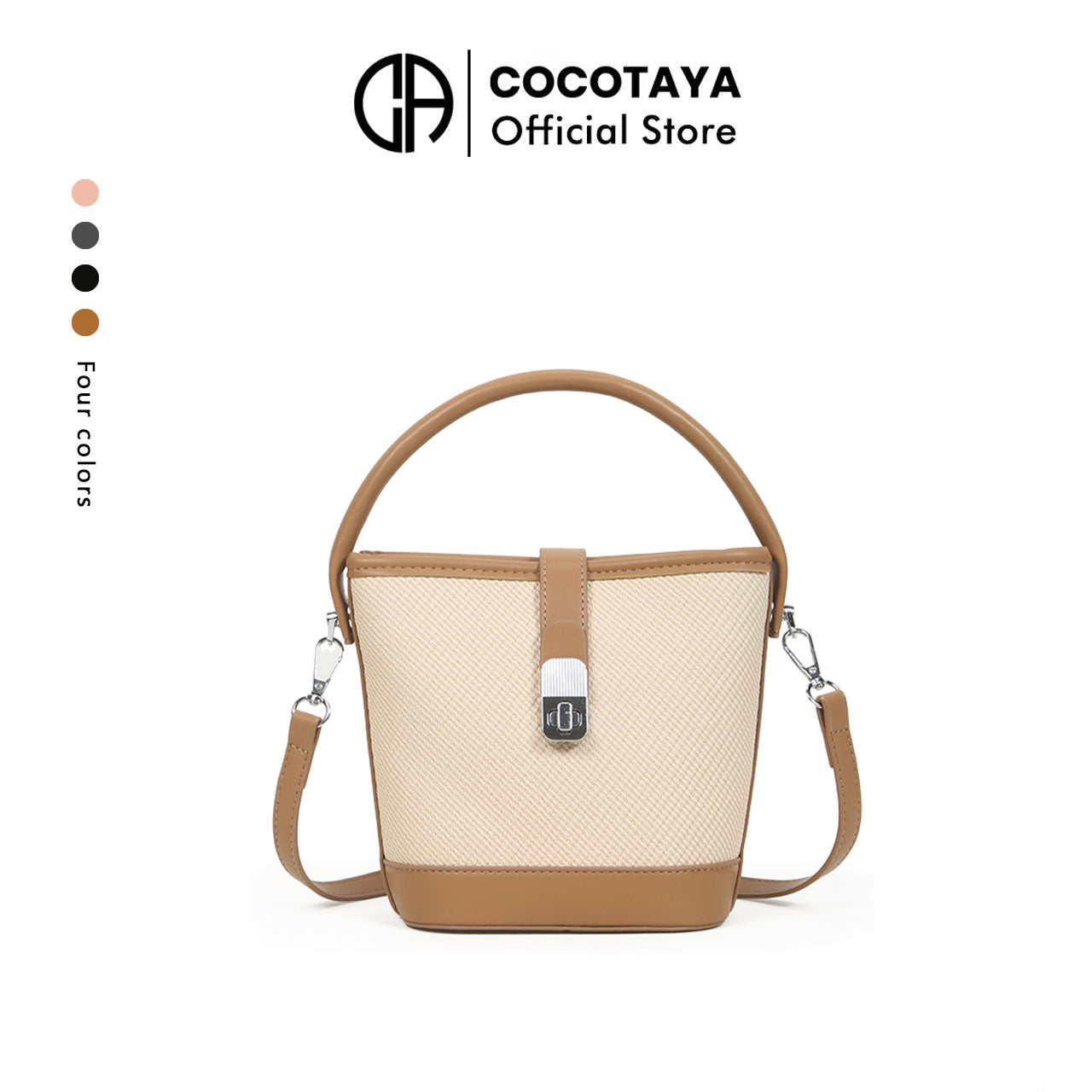 Fashionable handbags, simple and casual bucket bags for women, new contrasting color commuter shoulder bags.