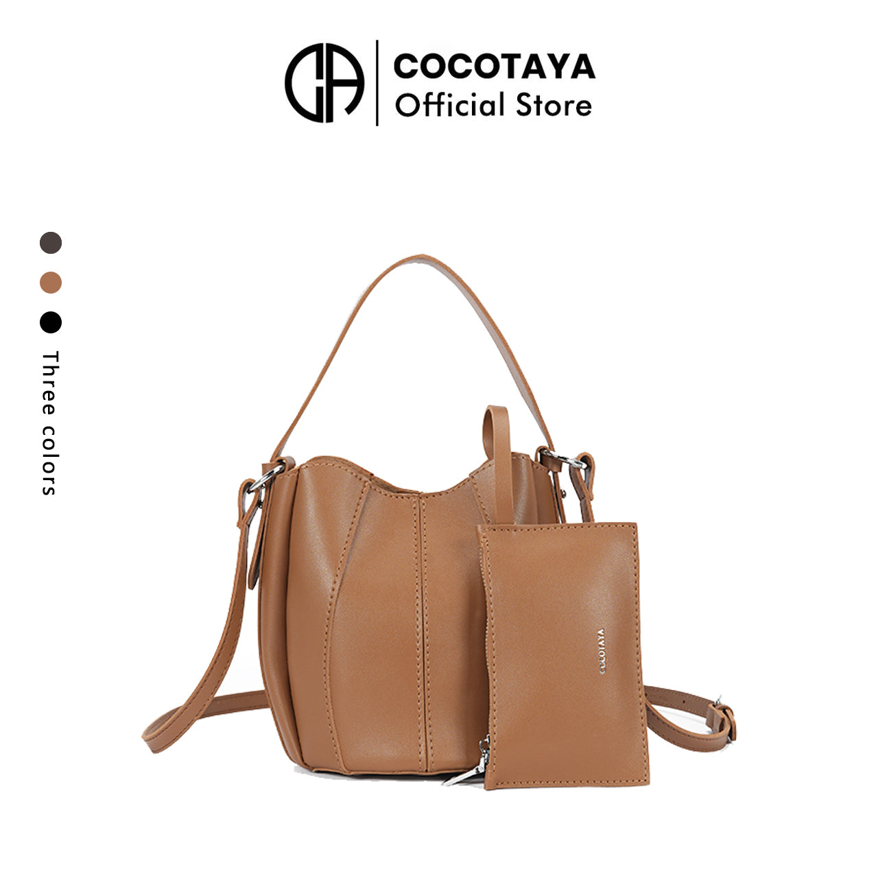 (COCOTAYA)Exquisite leather bucket bag, large capacity, shoulder/crossbody bag