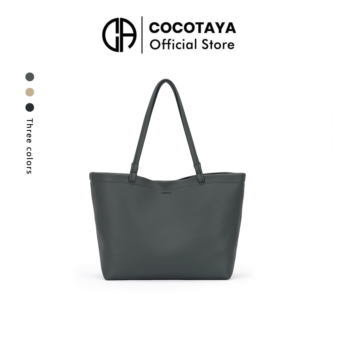 (COCOTAYA)Simple soft leather shoulder bag Fashionable and versatile solid color tote bag