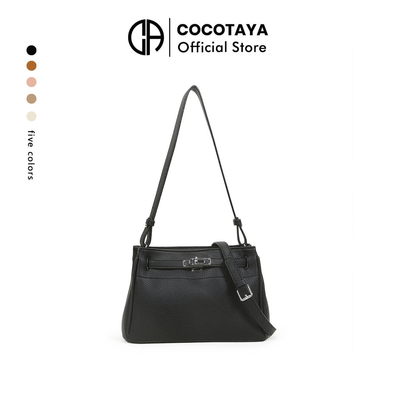 Casual large capacity solid color shoulder bag, lock design versatile underarm women's bag
