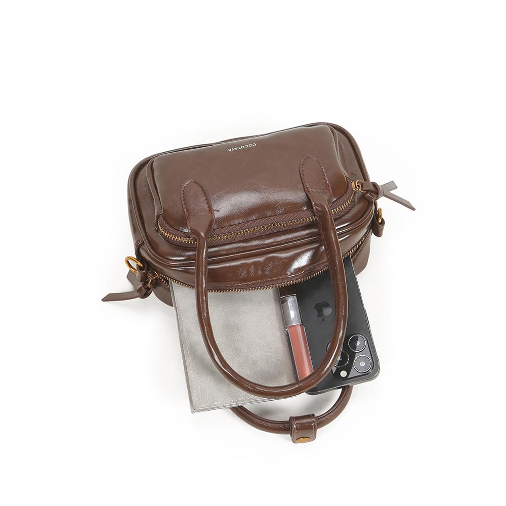 New solid color PU leather crossbody handbag, fashionable and versatile shoulder bag