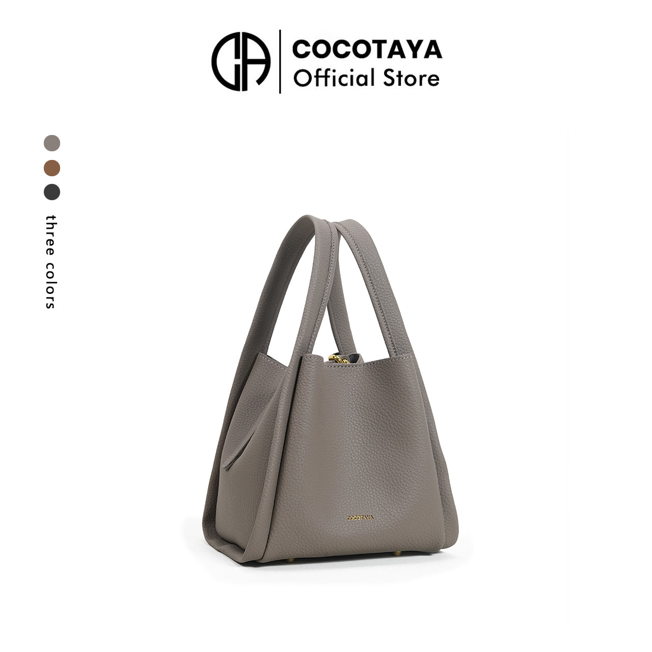 Fashion PU leather handbag large capacity solid color crossbody bucket bag
