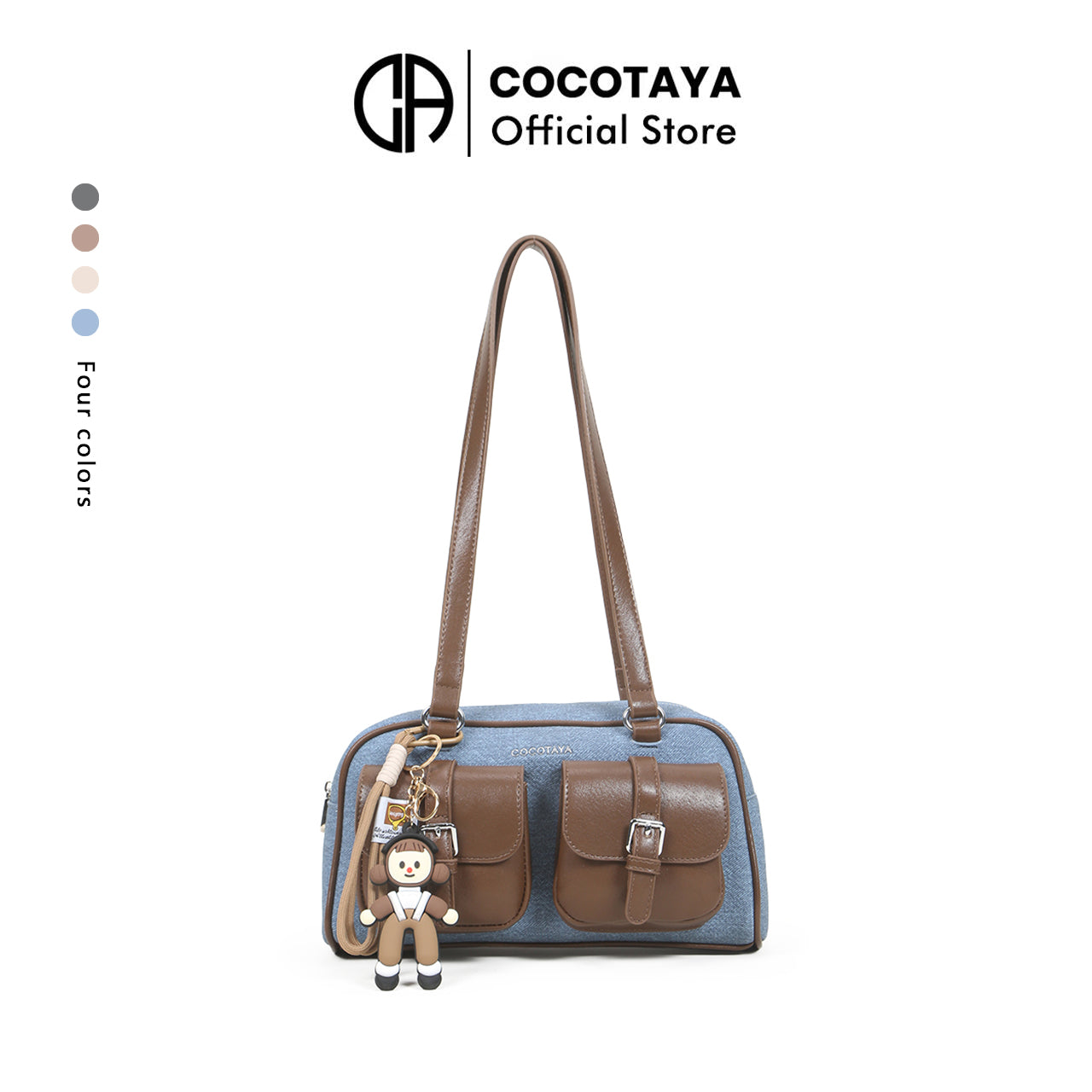 Fashionable retro color matching design large capacity shoulder bag, multi-pocket design trendy versatile underarm bag