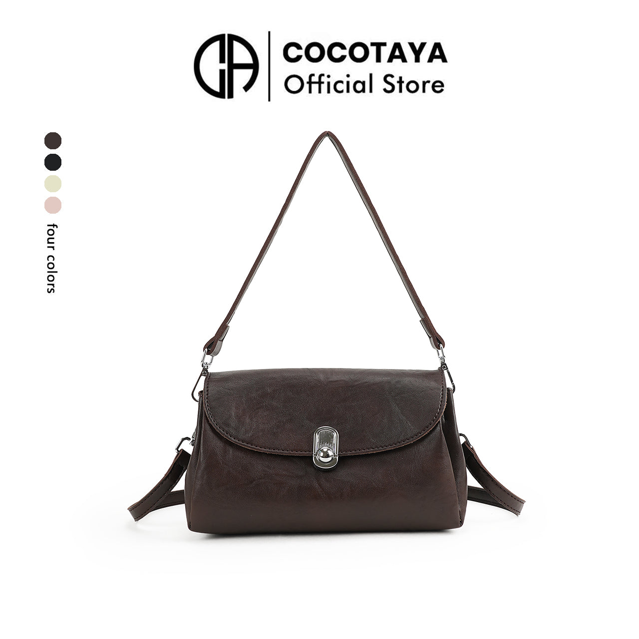 （cocotaya）Soft Leather Flip Shoulder Bag, Single Detachable Adjustable Strap Convertible Crossbody Handbag For Daily Street Outfits