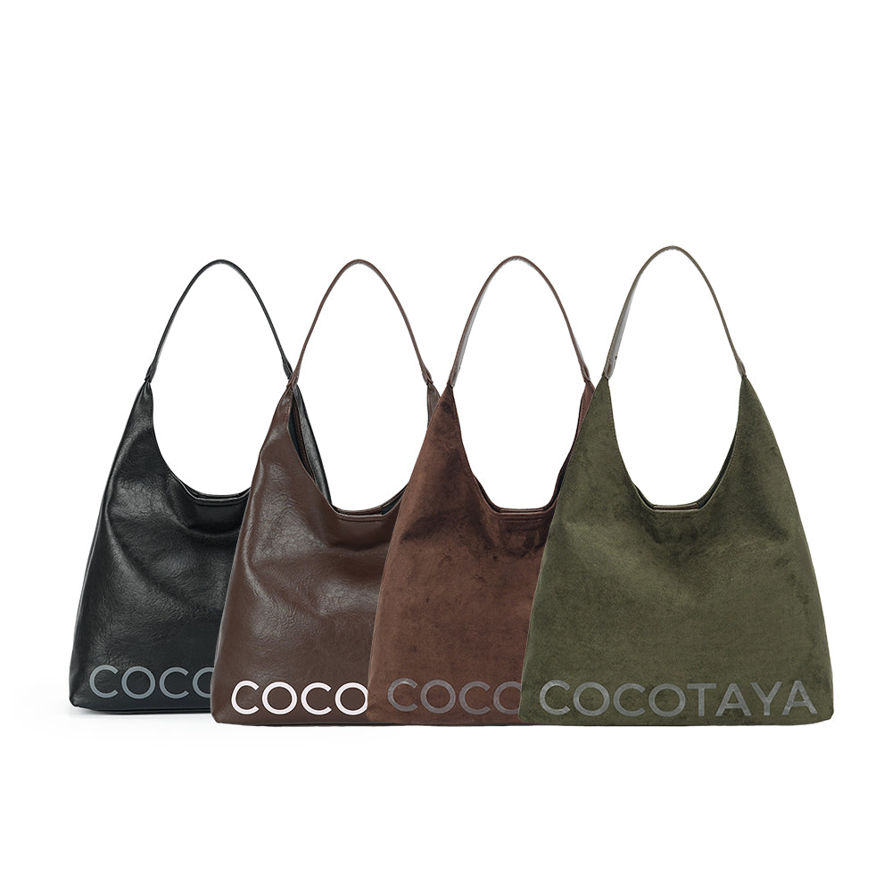 (COCOTAYA)Stylish retro large bag, velvet underarm bag, exquisite leather bag