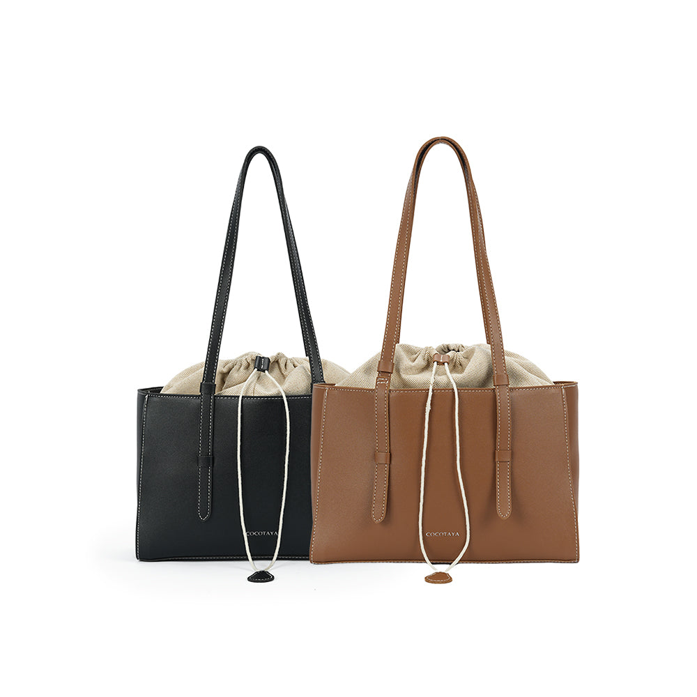 (COCOTAYA)Simple handbag with large capacity drawstring tote bag