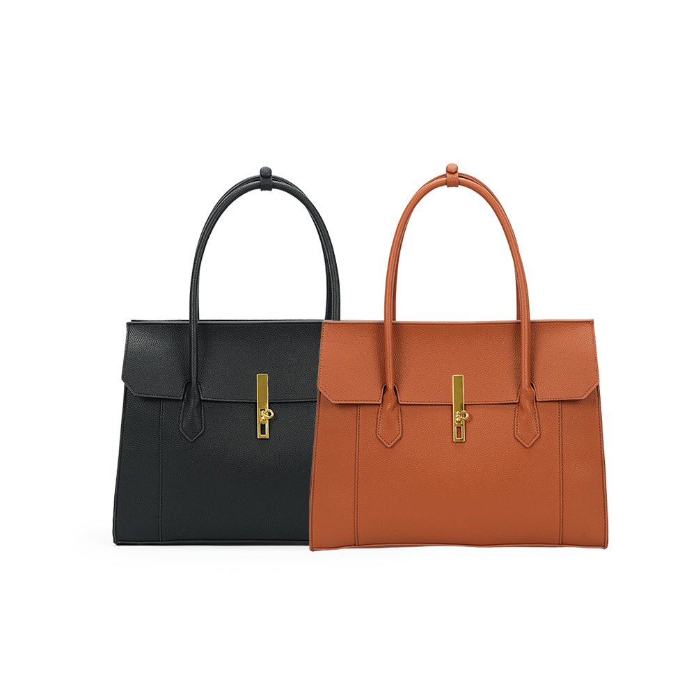 (COCOTAYA)Retro elegant preppy style large capacity flap handbag