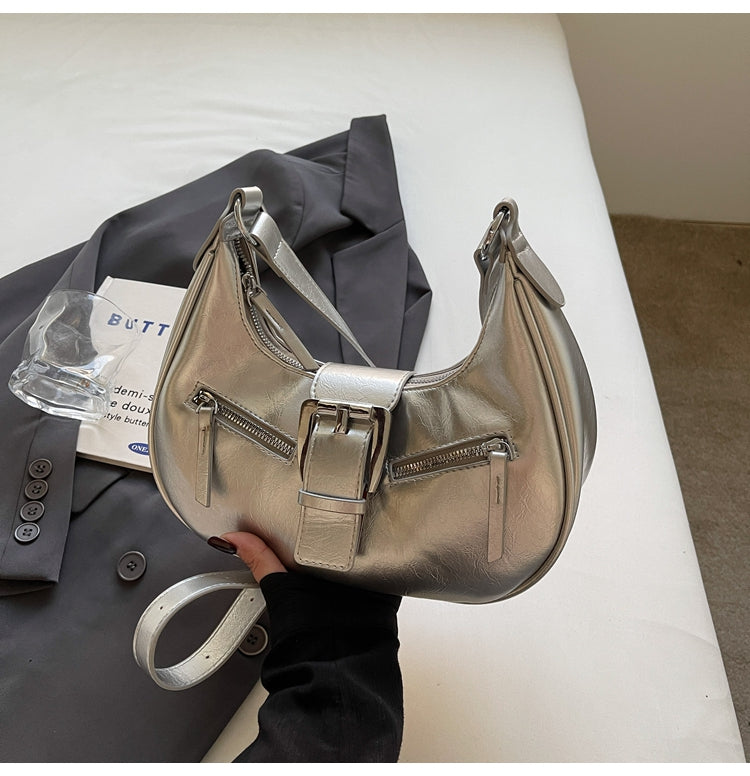 Large capacity retro ladies bag, fashionable design shoulder messenger bag, casual commuter dumpling bag