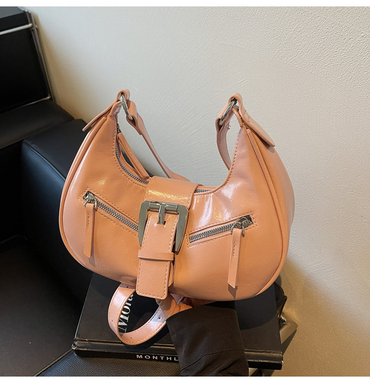 Large capacity retro ladies bag, fashionable design shoulder messenger bag, casual commuter dumpling bag