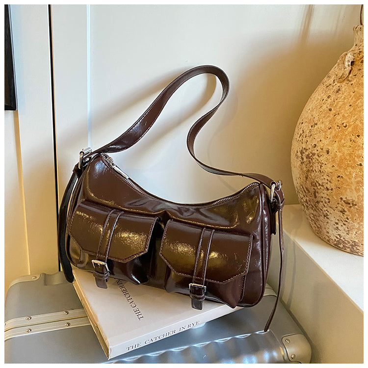 Fashionable multi-pocket women's bag, versatile trendy commuting shoulder messenger bag