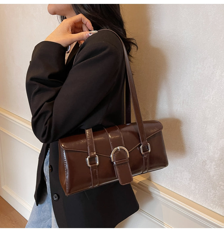 High-grade solid color simple underarm women's bag, casual and versatile commuter bag