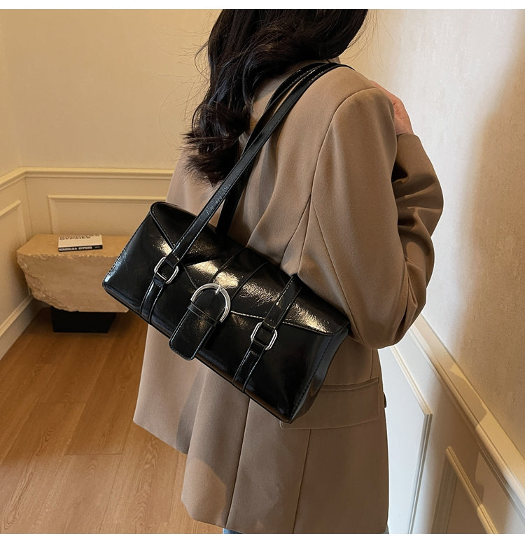 High-grade solid color simple underarm women's bag, casual and versatile commuter bag