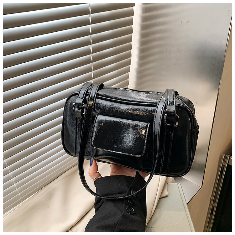 Fashionable and versatile high-end handbag, casual commuting solid color shoulder bag