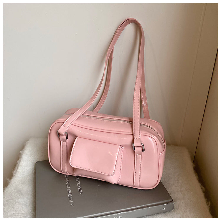 Fashionable and versatile high-end handbag, casual commuting solid color shoulder bag