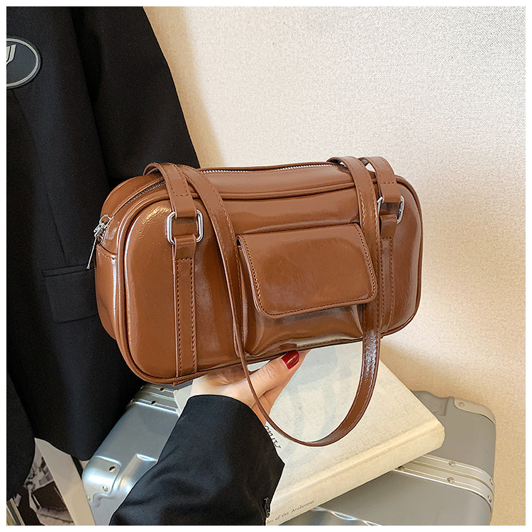 Fashionable and versatile high-end handbag, casual commuting solid color shoulder bag