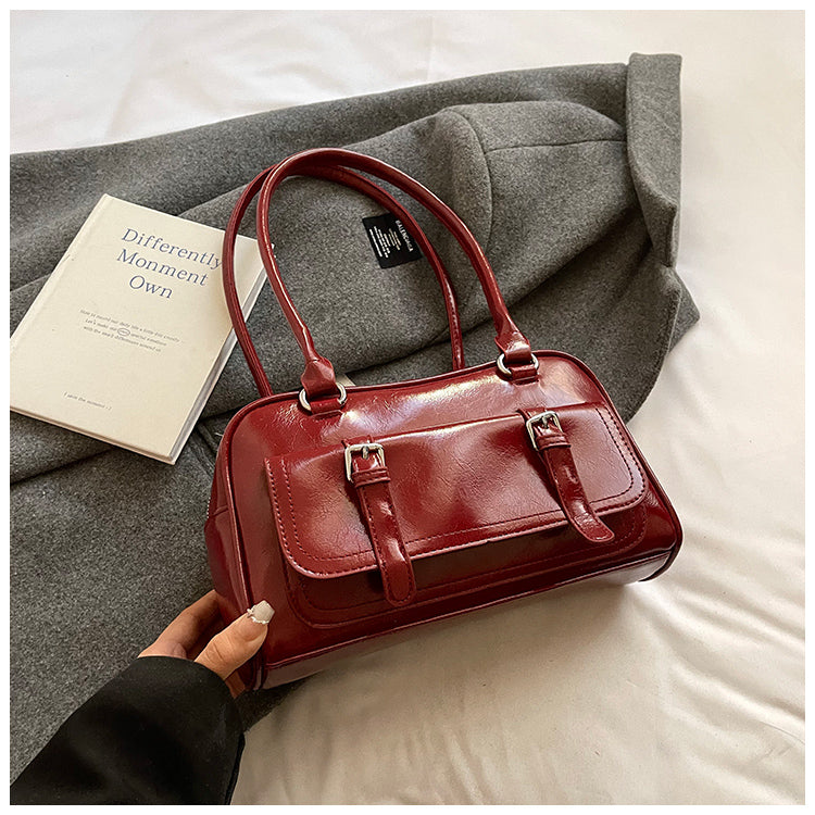High-end retro large-capacity handbag, fashionable commuting shoulder bag and underarm bag