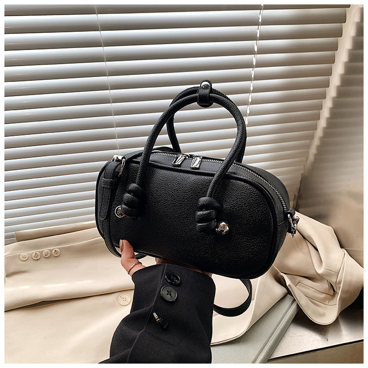 Fashionable litchi pattern small square handbag large capacity commuting shoulder messenger bag for women