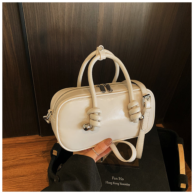 Handbag design stylish all-match solid color PU leather all-match one-shoulder crossbody white