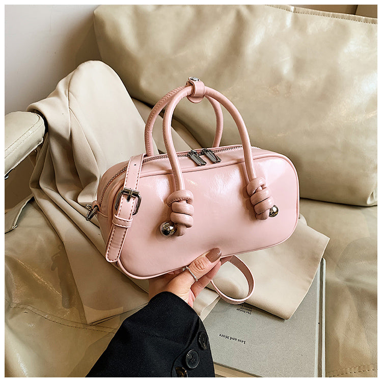 Handbag design stylish all-match solid color PU leather all-match one-shoulder crossbody white