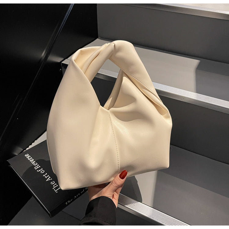 Fashionable pleated design women's handbag, versatile solid color underarm bag