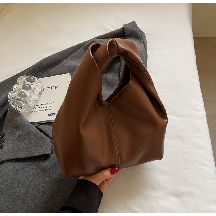 Fashionable pleated design women's handbag, versatile solid color underarm bag