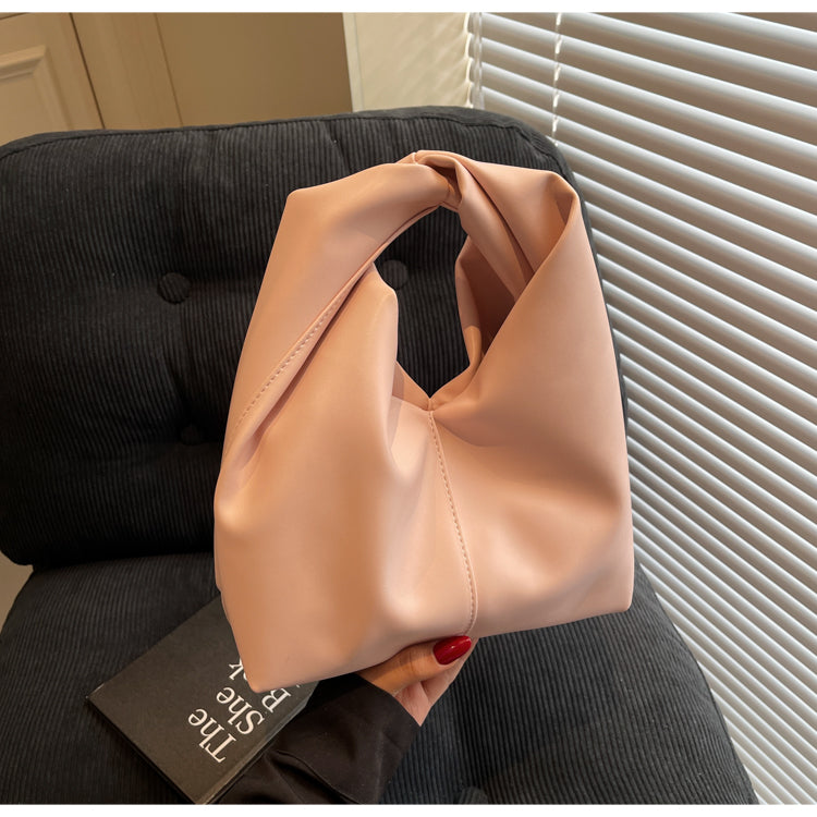 Fashionable pleated design women's handbag, versatile solid color underarm bag