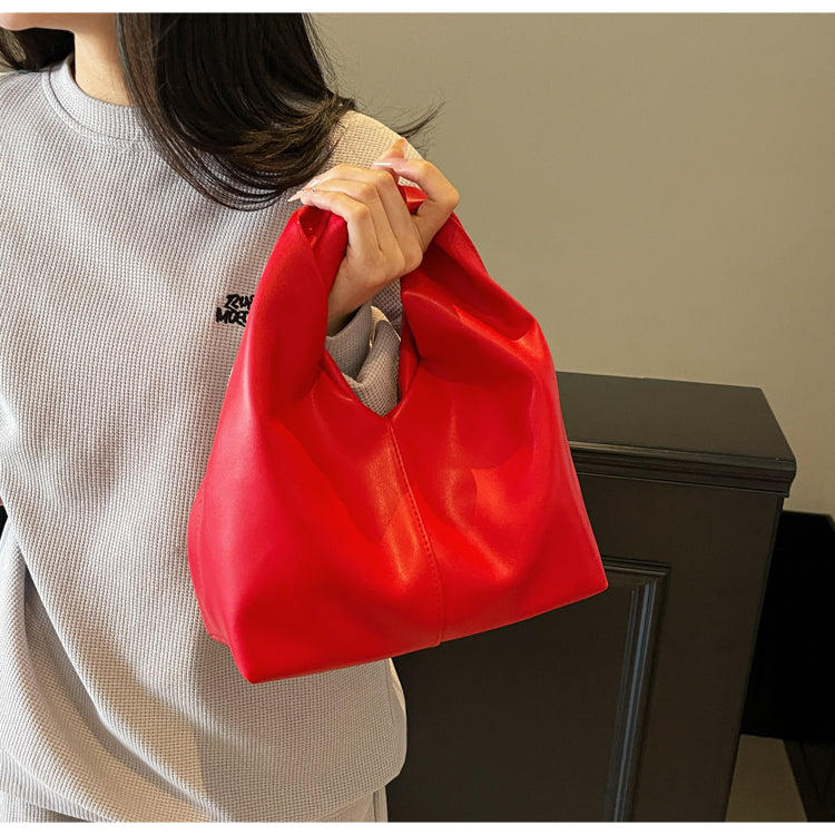 Fashionable pleated design women's handbag, versatile solid color underarm bag
