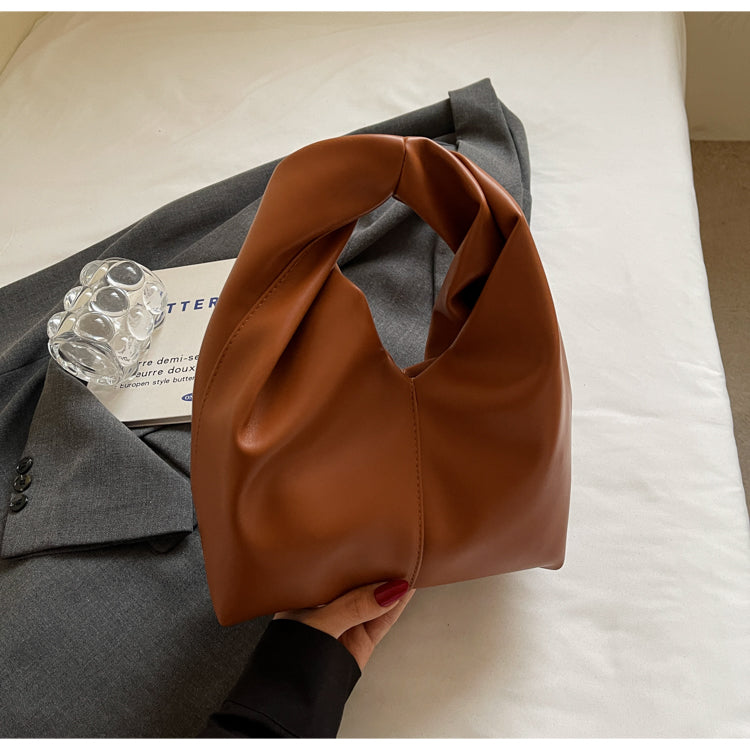 Fashionable pleated design women's handbag, versatile solid color underarm bag