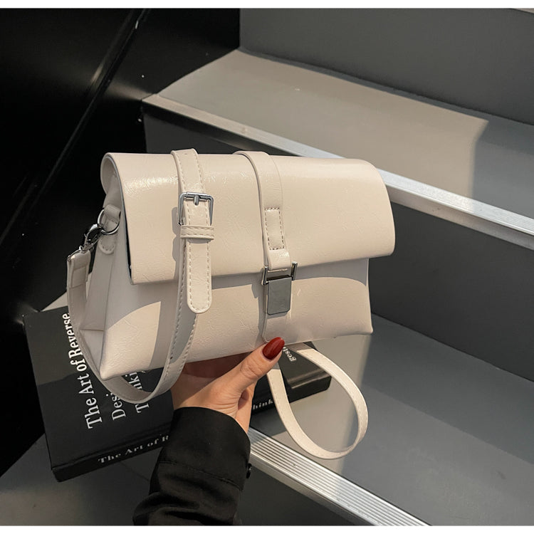 Fashionable high-end shiny shoulder bag for women, casual solid color versatile commuter messenger bag