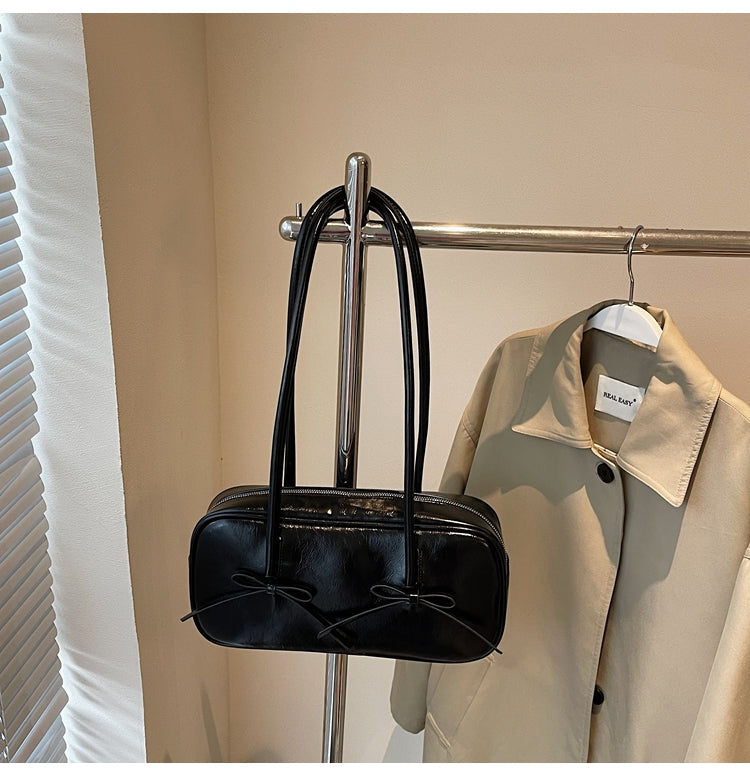 High-end commuter retro bag, bow design large capacity shoulder underarm bag
