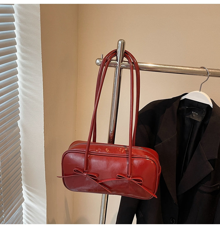 High-end commuter retro bag, bow design large capacity shoulder underarm bag