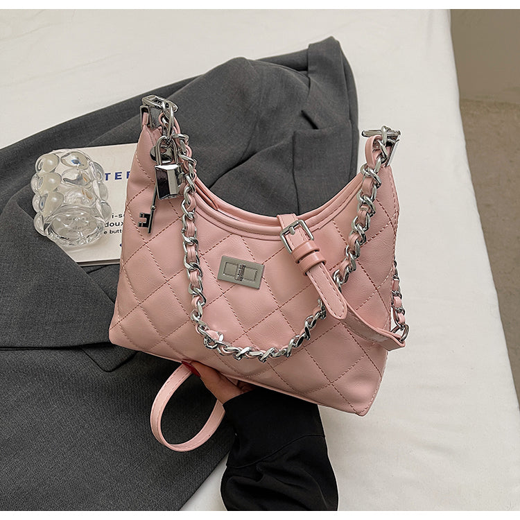 New diamond chain design, simple and versatile, high-quality women's shoulder handbag commuter messenger bag