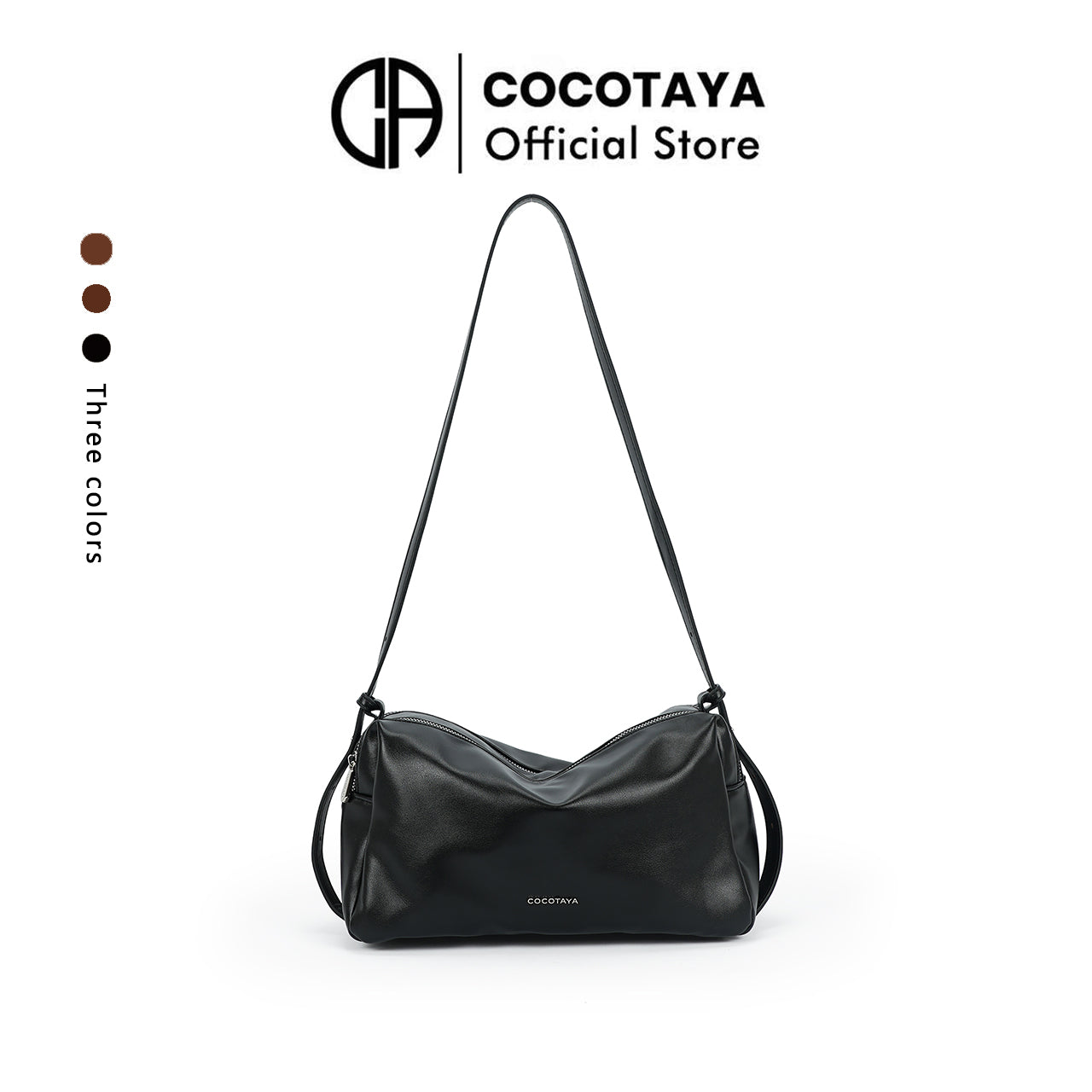 （cocotaya）Minimalist dark brown shoulder bag with adjustable thin shoulder strap