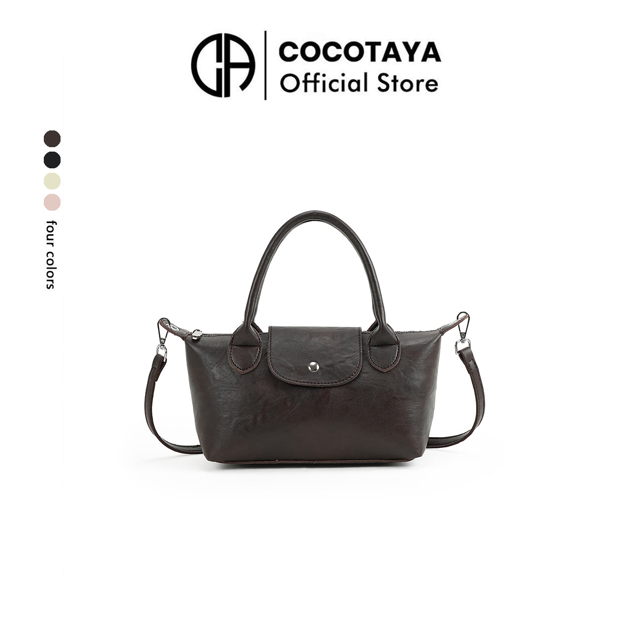 （cocotaya）Classic flap mini handbag, versatile PU bag that can be worn crossbody.