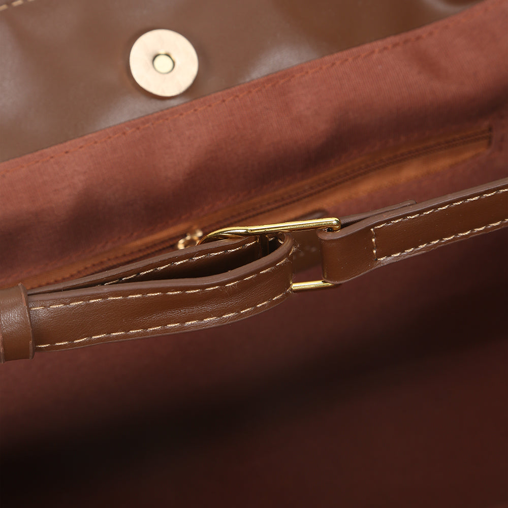 （cocotaya） Retro Matte Suede Minimalist Shoulder Work Bag For Ladies